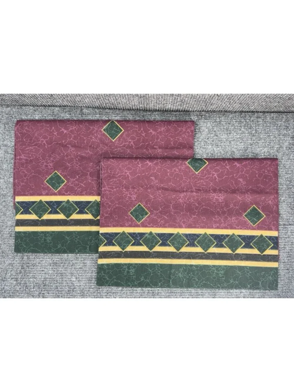 Springmaid Amalfi Pillowcase Set KING Burgundy Vtg 90s Jewel Tone Marbled Rare